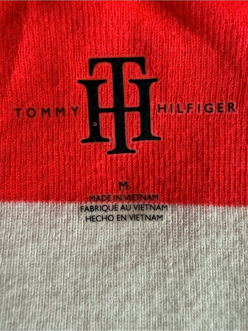 Tommy Hilfiger Red & White Striped V-Neck Tee - Picture 2 of 5